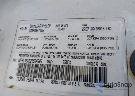 2002 Dodge Dakota Slt z USA, uszkodzony, nr VIN 1B7HL48X22S564680